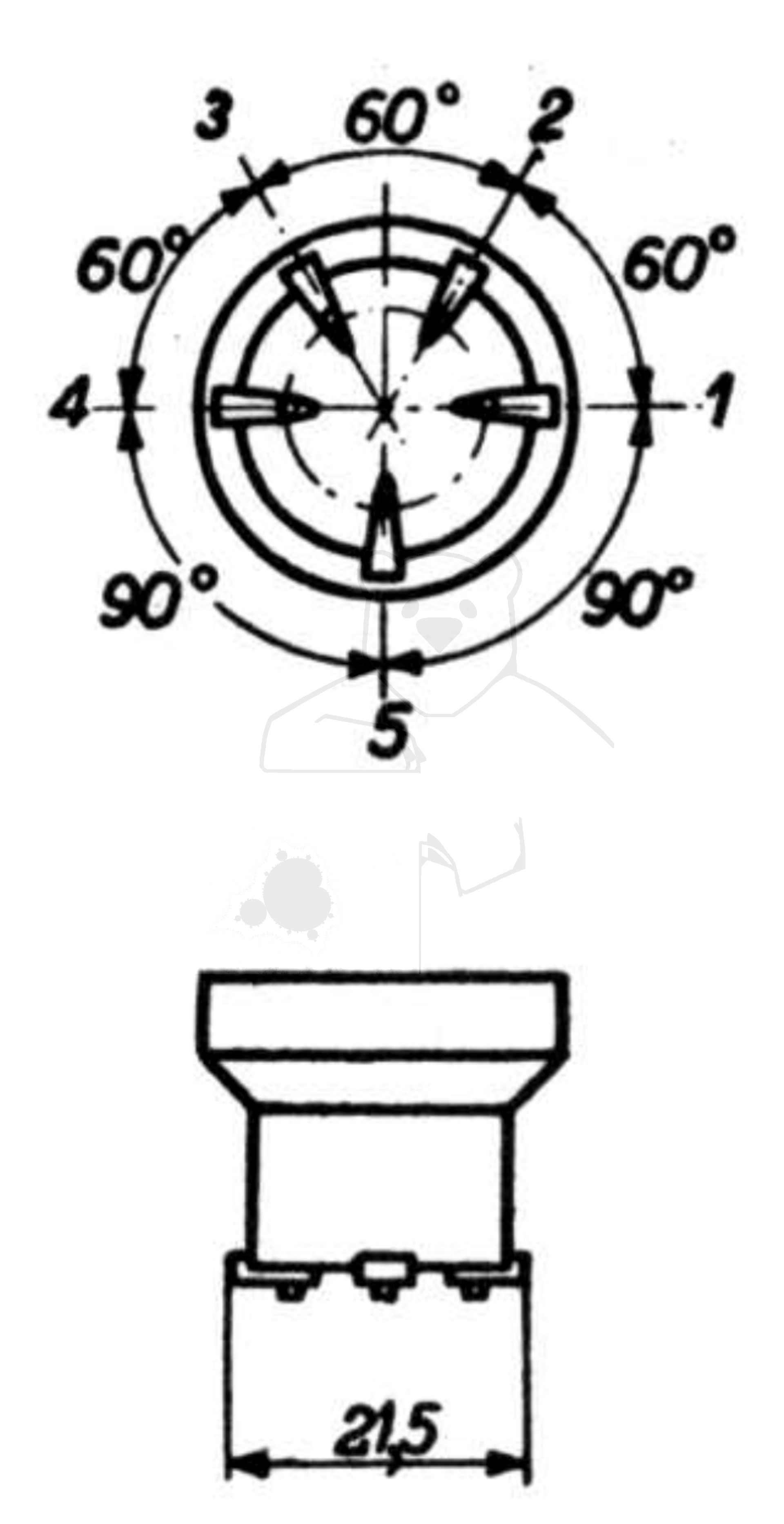 Fassung für Röhren mit: Aussenkontakt, 5pol. aus: Das große Röhrenhandbuch, Franzis Verlag, 1995 München